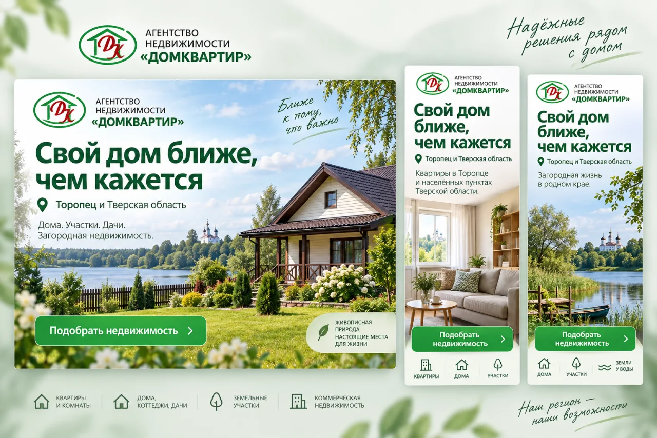Визуализация рекламных материалов агентства Домквартир
