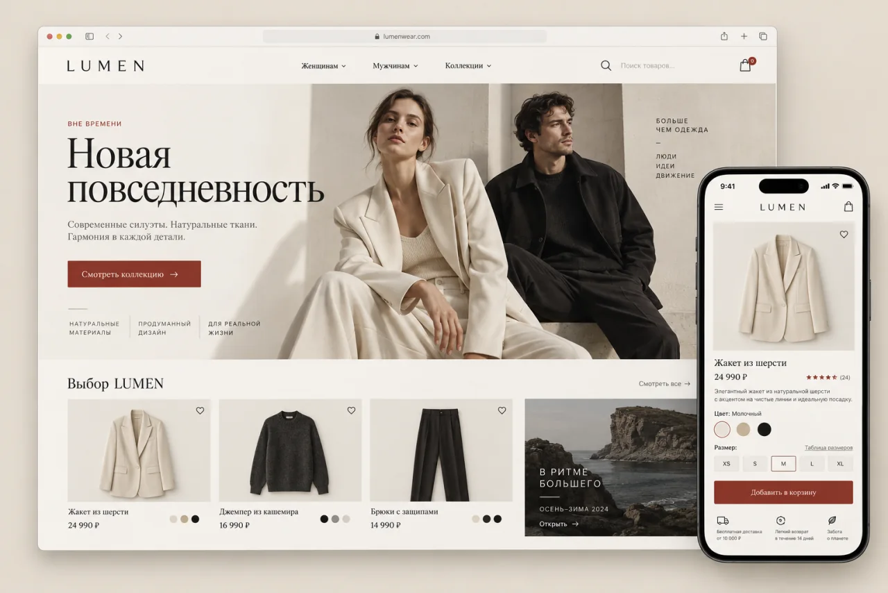 Концепт интернет-магазина одежды Lumen Wear