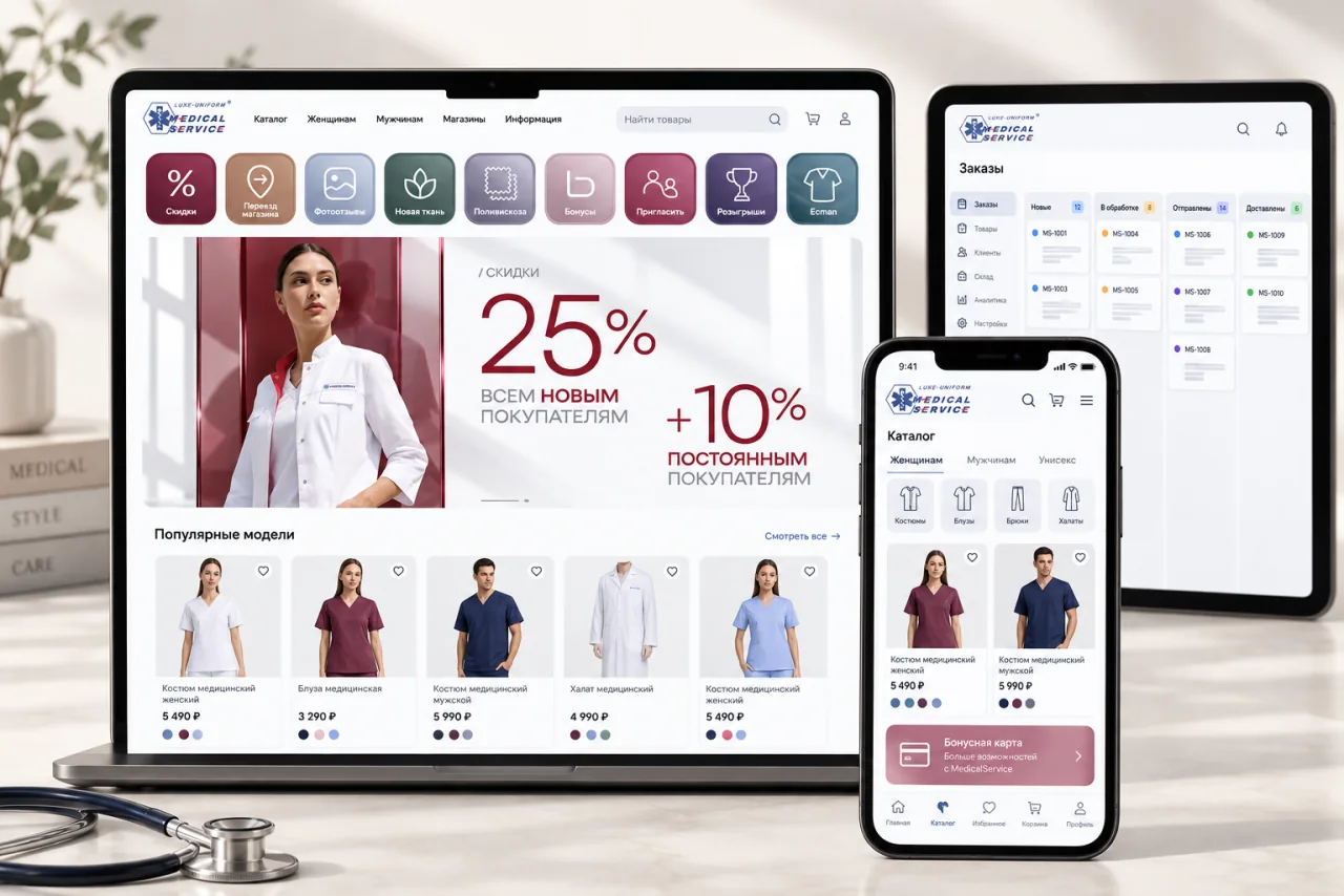 Визуализация сайта, приложения и CRM MedicalService